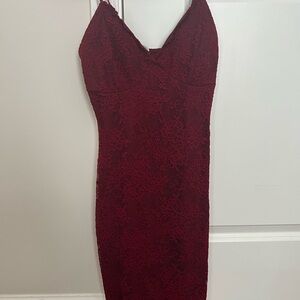 Windsor Deep Red Lace Midi Dress